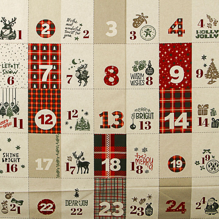 Panneau en tissu de coton « Calendrier de l'Avent réversible » - Ribes y Casals