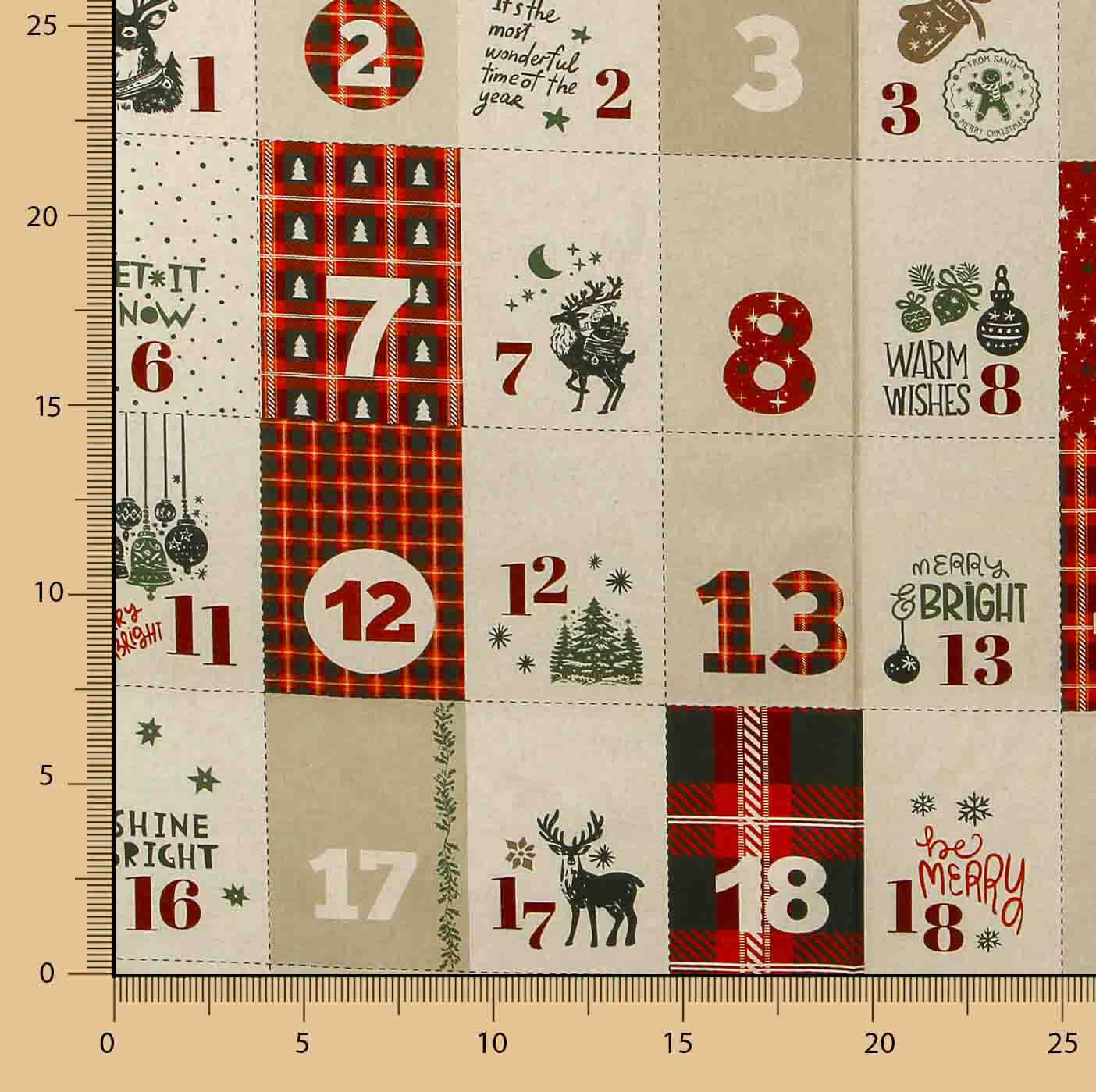 Panneau en tissu de coton « Calendrier de l'Avent réversible » - Ribes y Casals