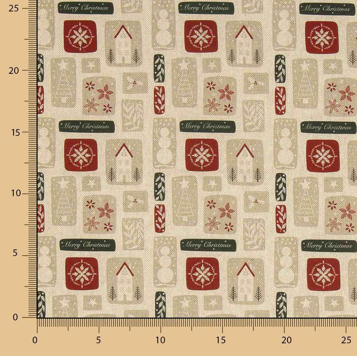 Popeline de tissu de coton Noël Étiquettes vintage - Ribes y Casals