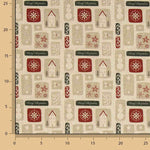 Popeline de tissu de coton Noël Étiquettes vintage - Ribes y Casals