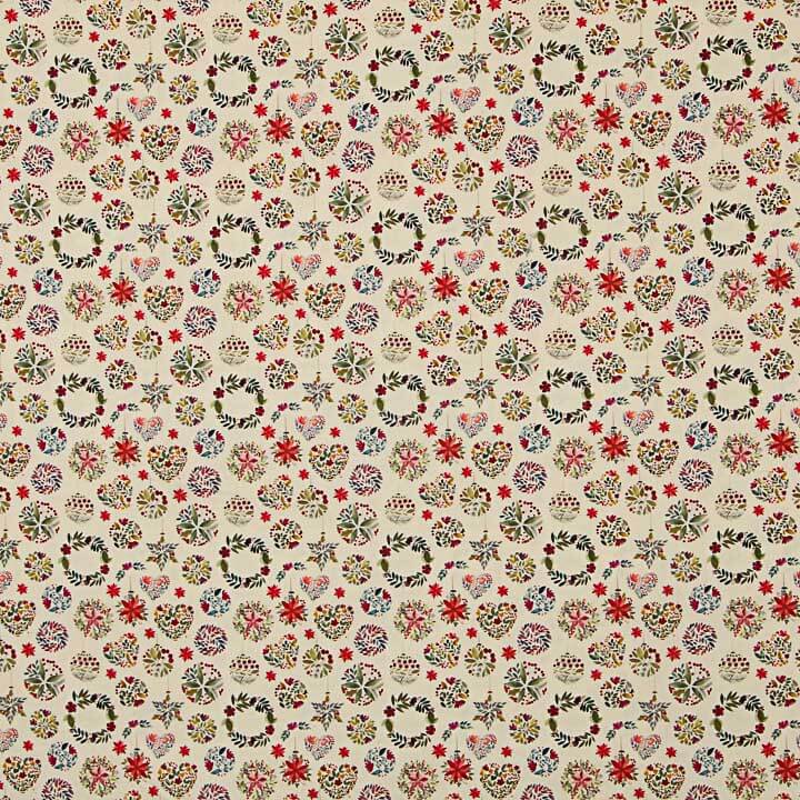Popeline de tissu de coton Noël Boules florales - Ribes y Casals