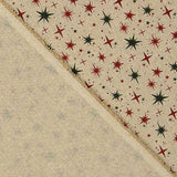 Popeline de tissu de coton Noël Étoiles vertes et rouges - Ribes y Casals