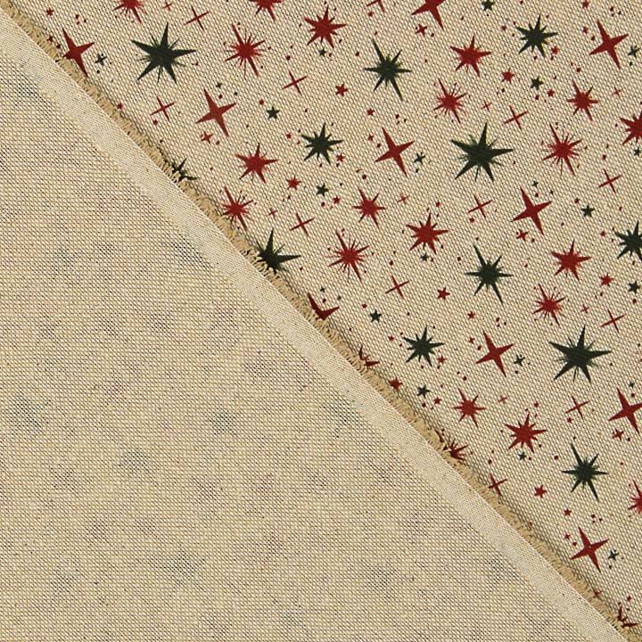 Popeline de tissu de coton Noël Étoiles vertes et rouges - Ribes y Casals