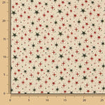 Popeline de tissu de coton Noël Étoiles vertes et rouges - Ribes y Casals