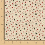 Popeline de tissu de coton Noël Étoiles vertes et rouges - Ribes y Casals
