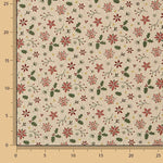 Popeline de tissu de coton Noël Fleurs et houx - Ribes y Casals