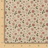 Popeline de tissu de coton Noël Fleurs et houx - Ribes y Casals