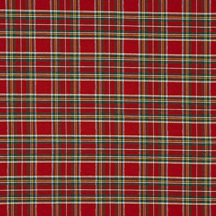 Toile de coton fine imprimée Noël à carreaux tartan avec Lurex - Ribes y Casals