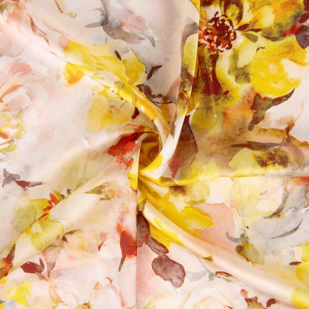 Retal Satén Estampado Calama Amarillo 110x140 cm - Ribes y Casals