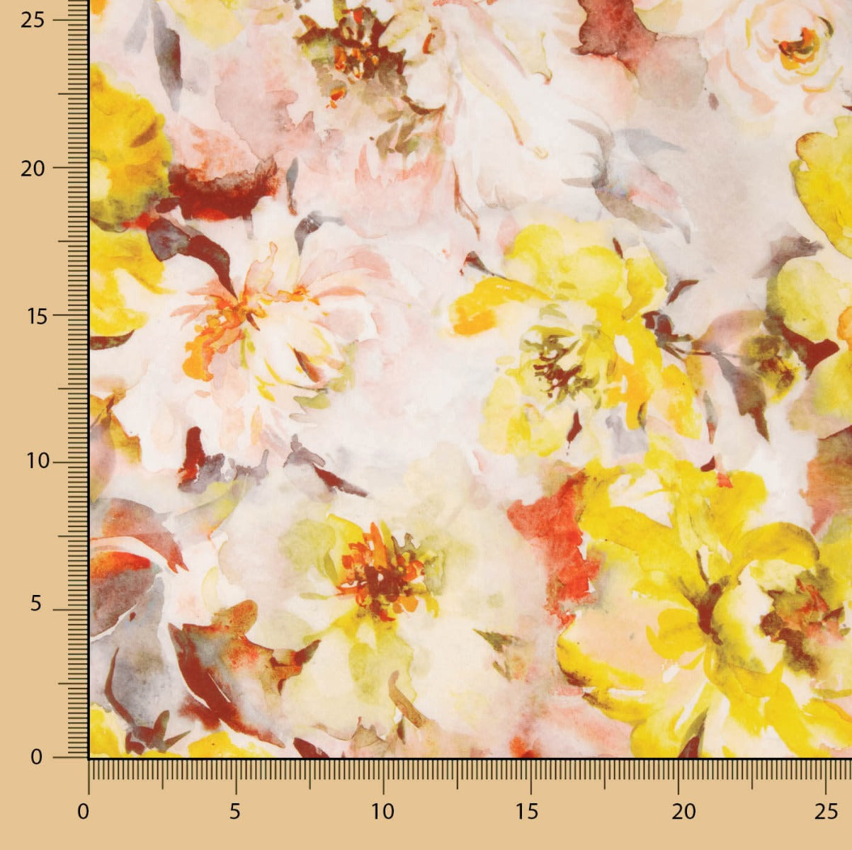 Retal Satén Estampado Calama Amarillo 110x140 cm - Ribes y Casals