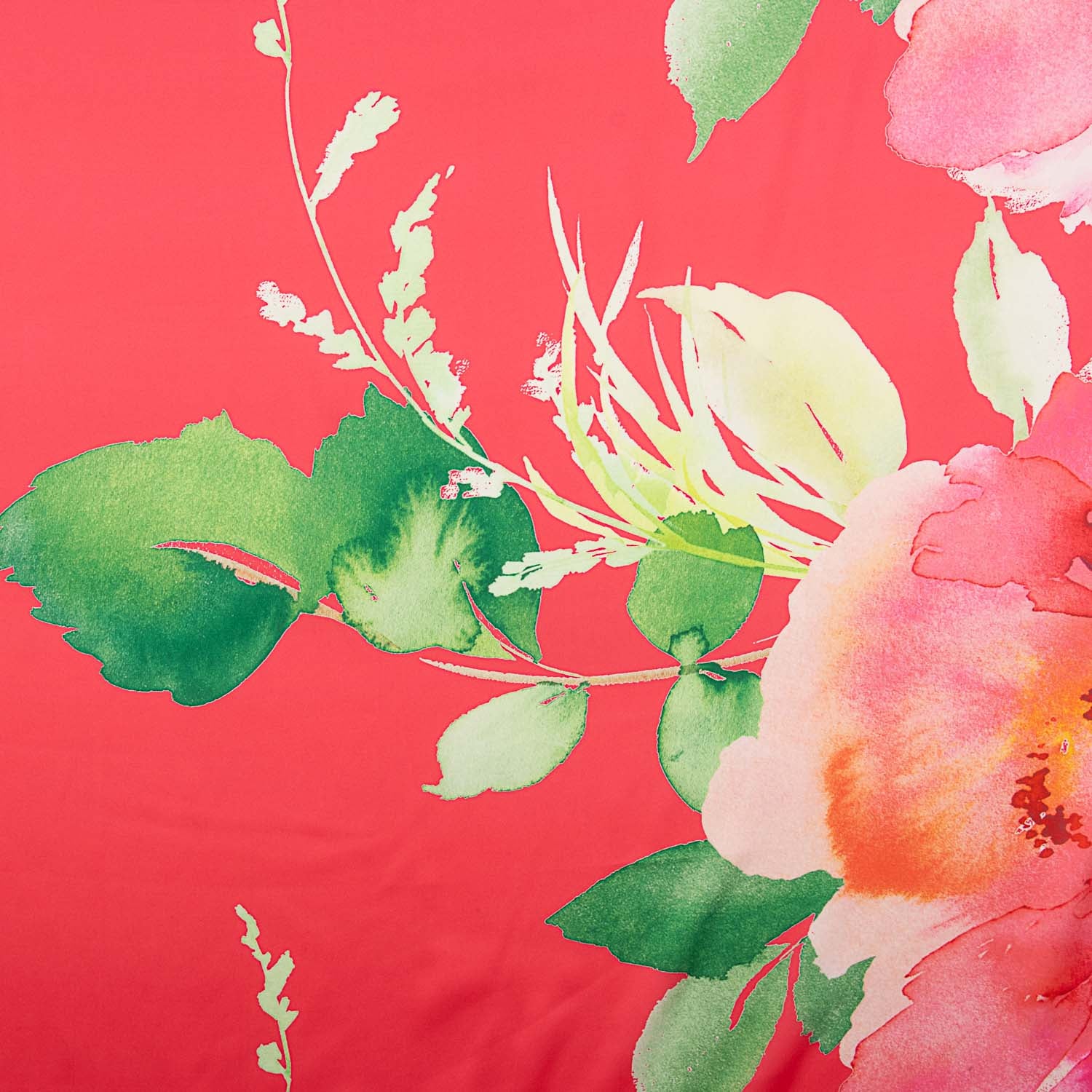 Satin imprimé floral rouge - Ribes y Casals