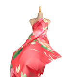 Satin imprimé floral rouge - Ribes y Casals