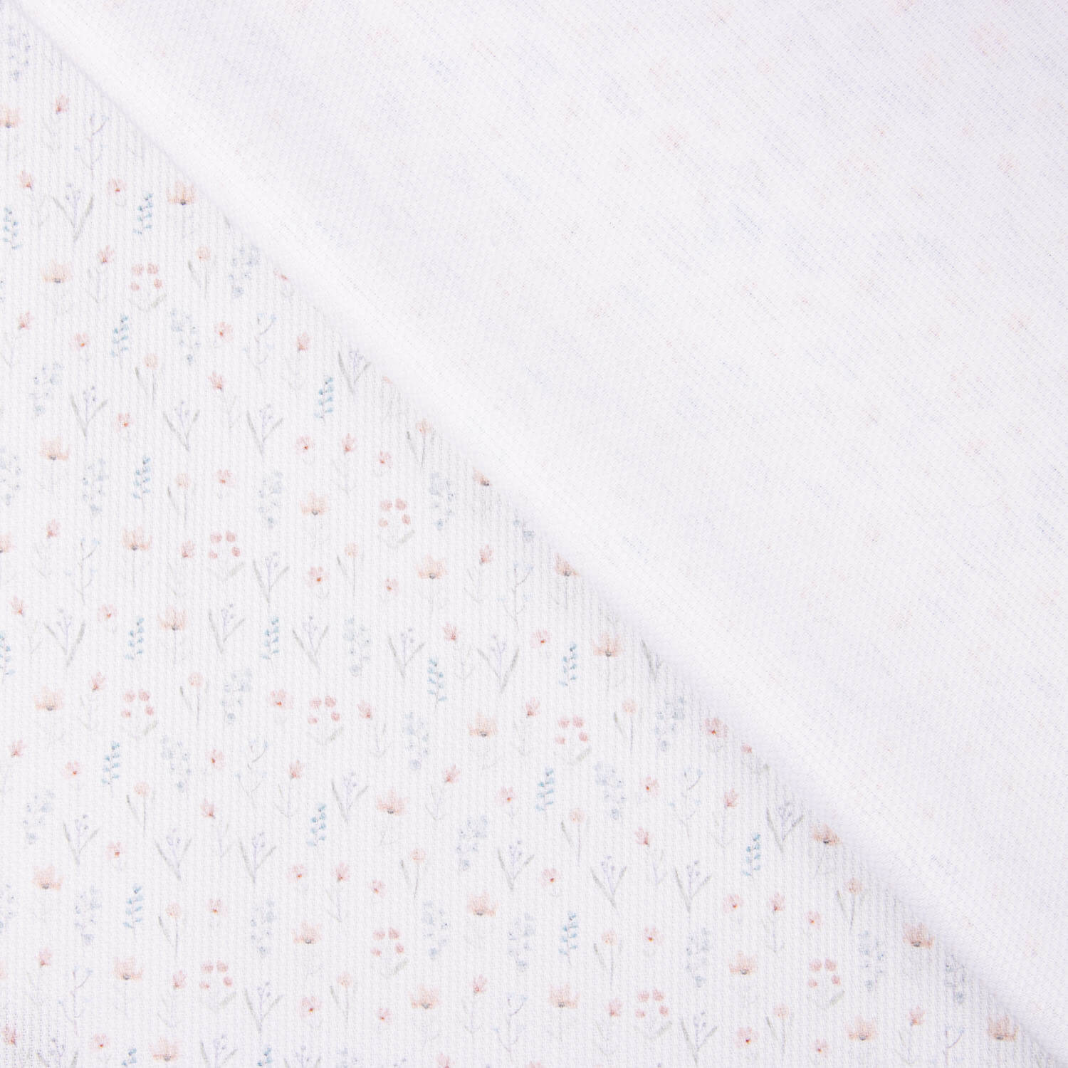 Piqué coton mini fleurs bleues et roses - Ribes y Casals