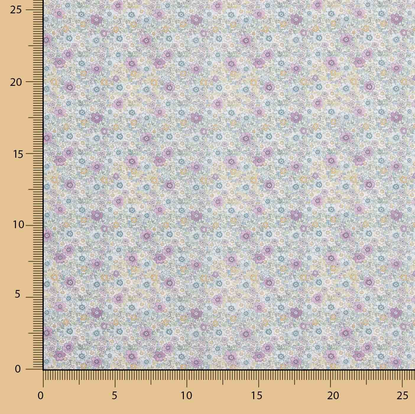 Popeline de coton Mini Garden Mauve - Ribes y Casals