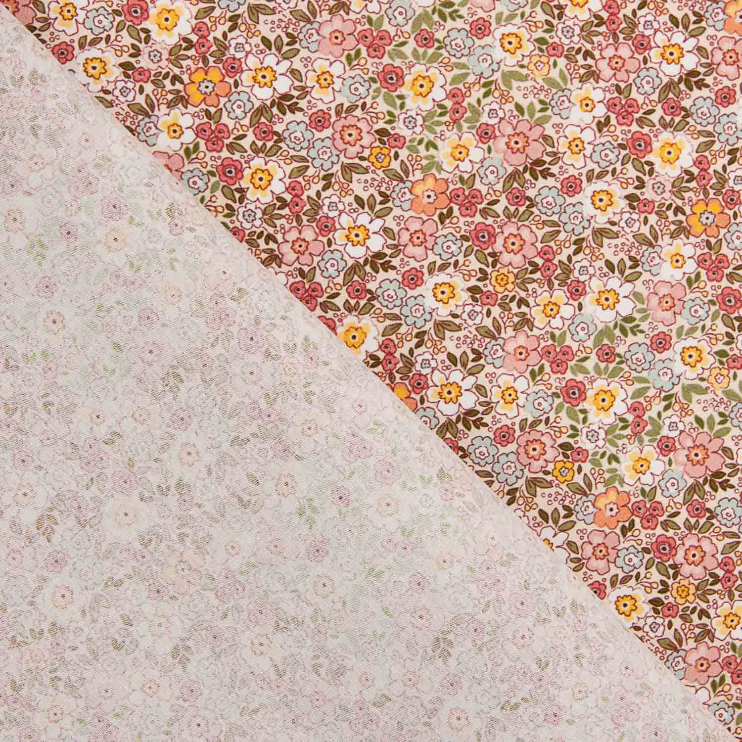 Popeline de coton Mini Garden Coral - Ribes y Casals