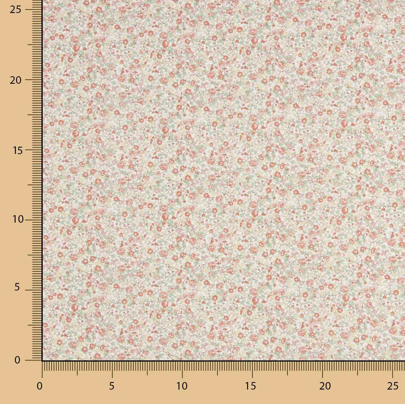 Popeline de coton microflorale corail - Ribes y Casals