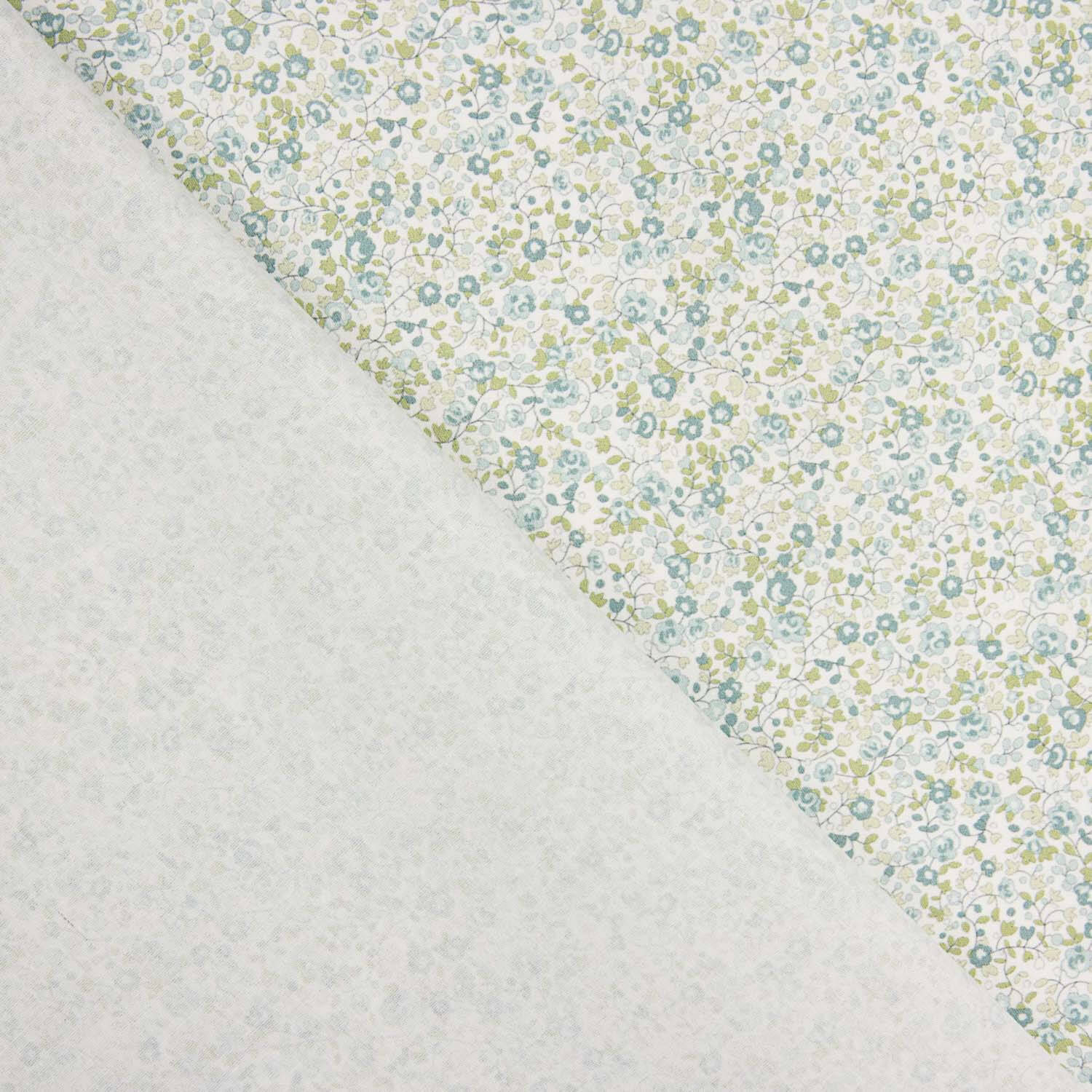 Popeline de coton microflorale verte - Ribes y Casals