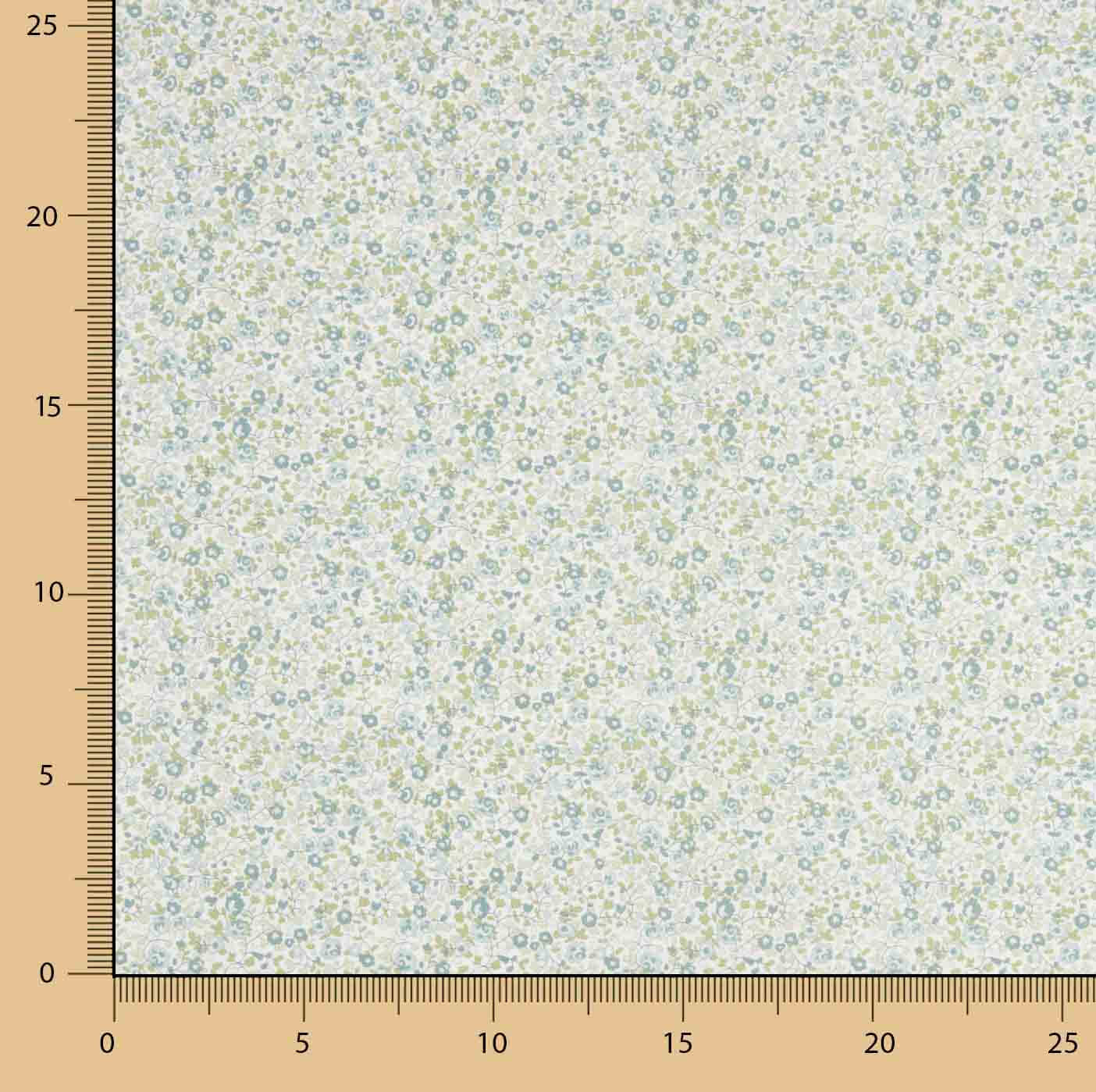 Popeline de coton microflorale verte - Ribes y Casals