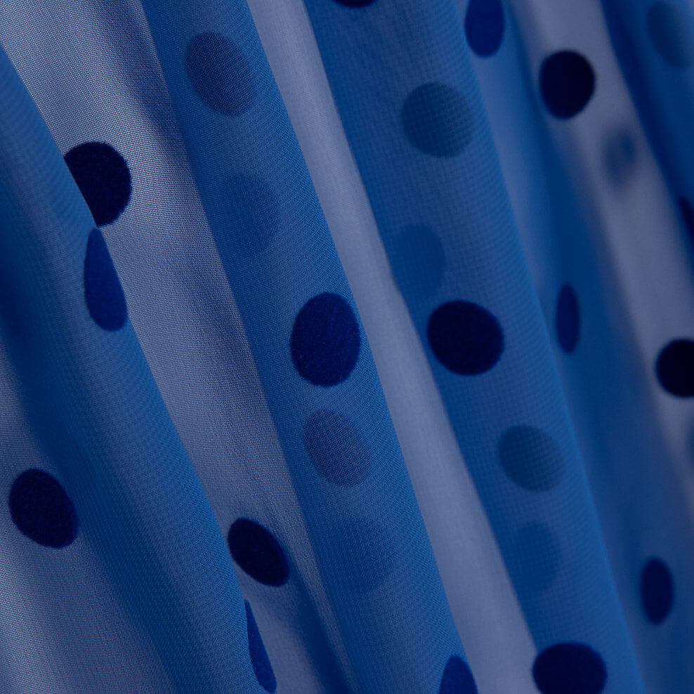 Chiffon floqué pois bleuâtre - Ribes y Casals