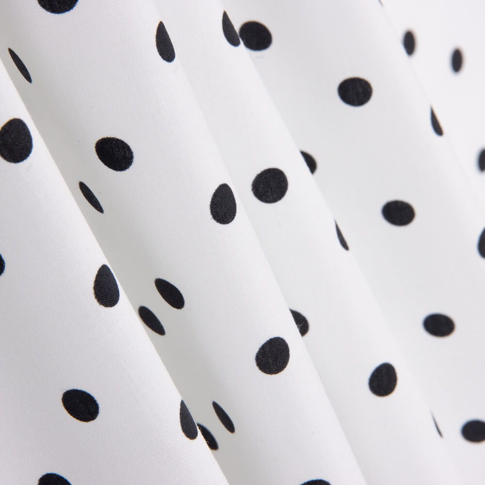 Popelín Estampado Flamenca Lunar 7mm Blanco-Negro - Ribes y Casals