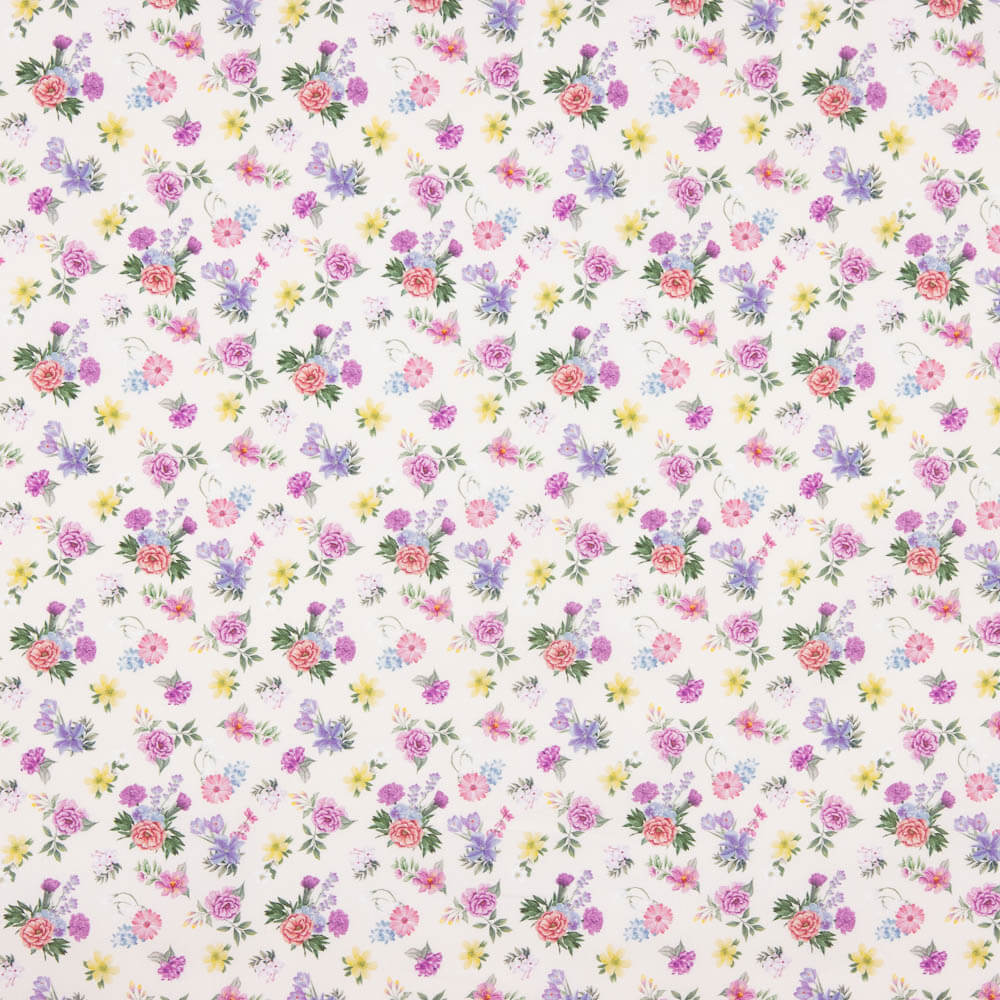 Popeline Imprimée Flamenco Popeline Flor Creto Ecru - Ribes y Casals