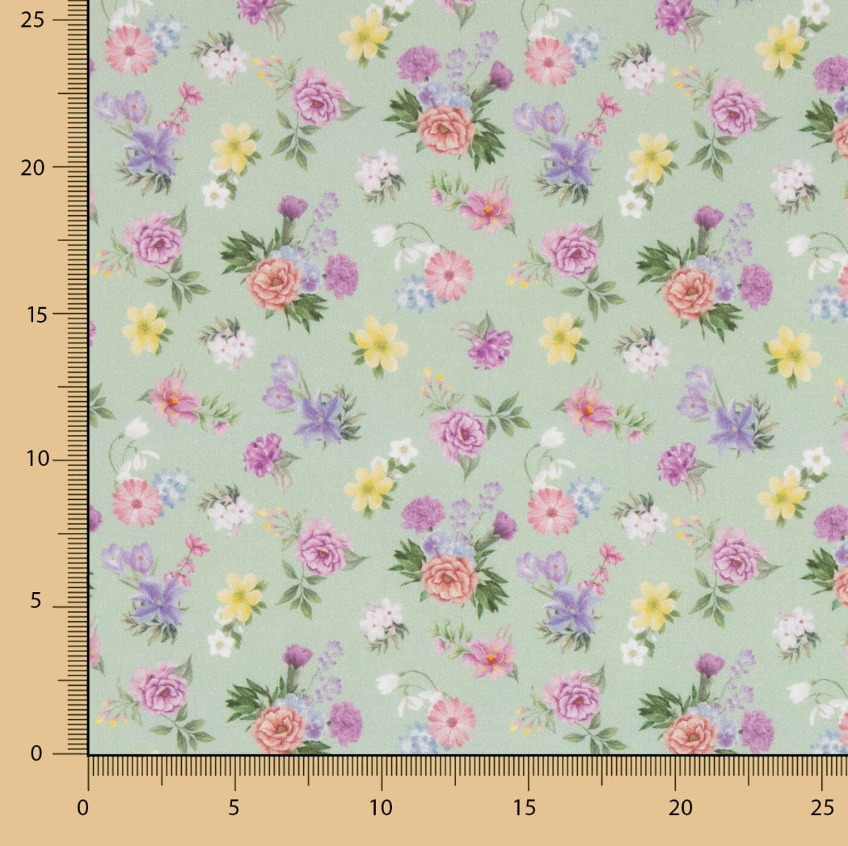 Popeline Imprimée Flamenca Flor Creto Popeline Vert Sauge - Ribes y Casals