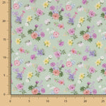 Popeline Imprimée Flamenca Flor Creto Popeline Vert Sauge - Ribes y Casals