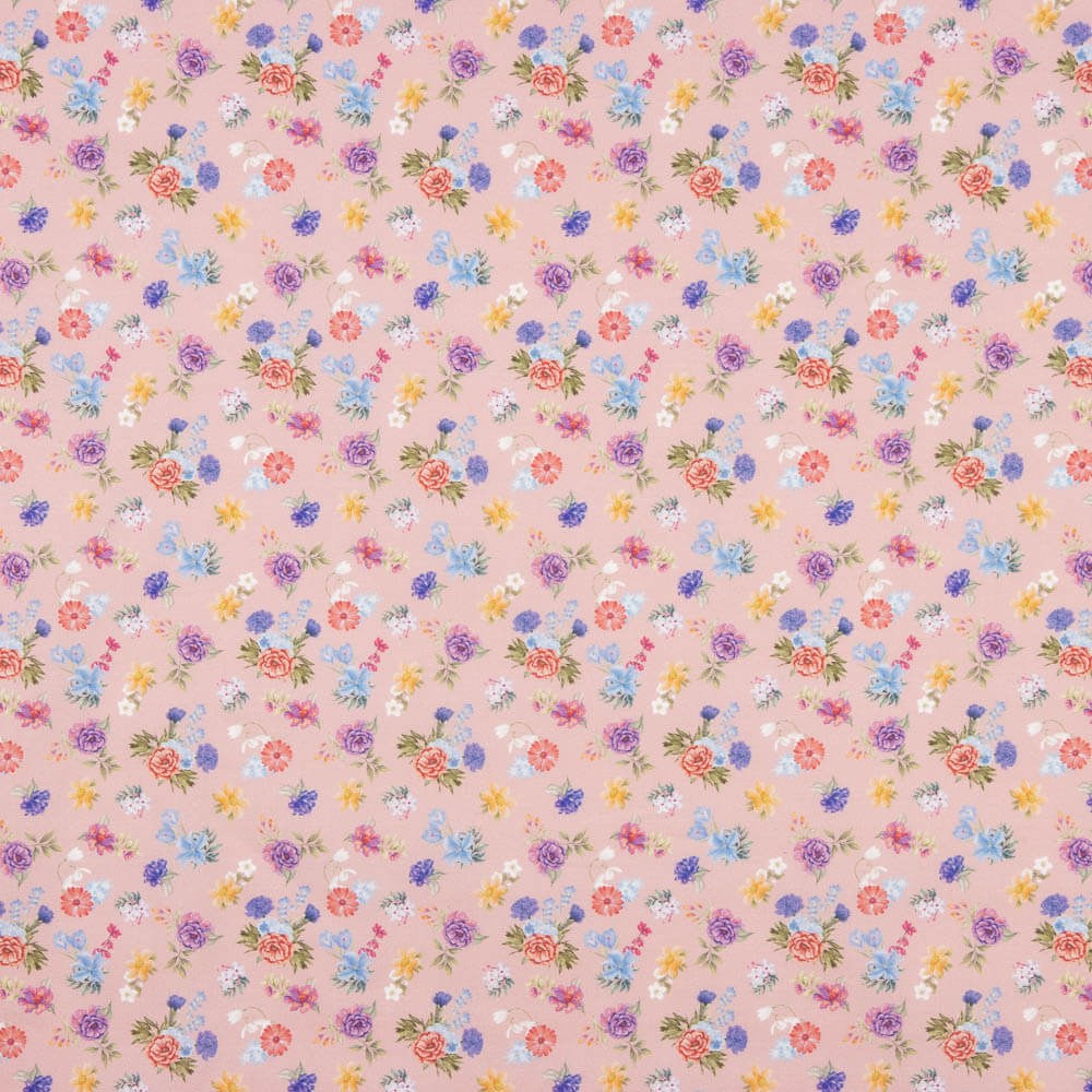 Popeline Imprimée Flamenca Popeline Flor Creto Rose - Ribes y Casals