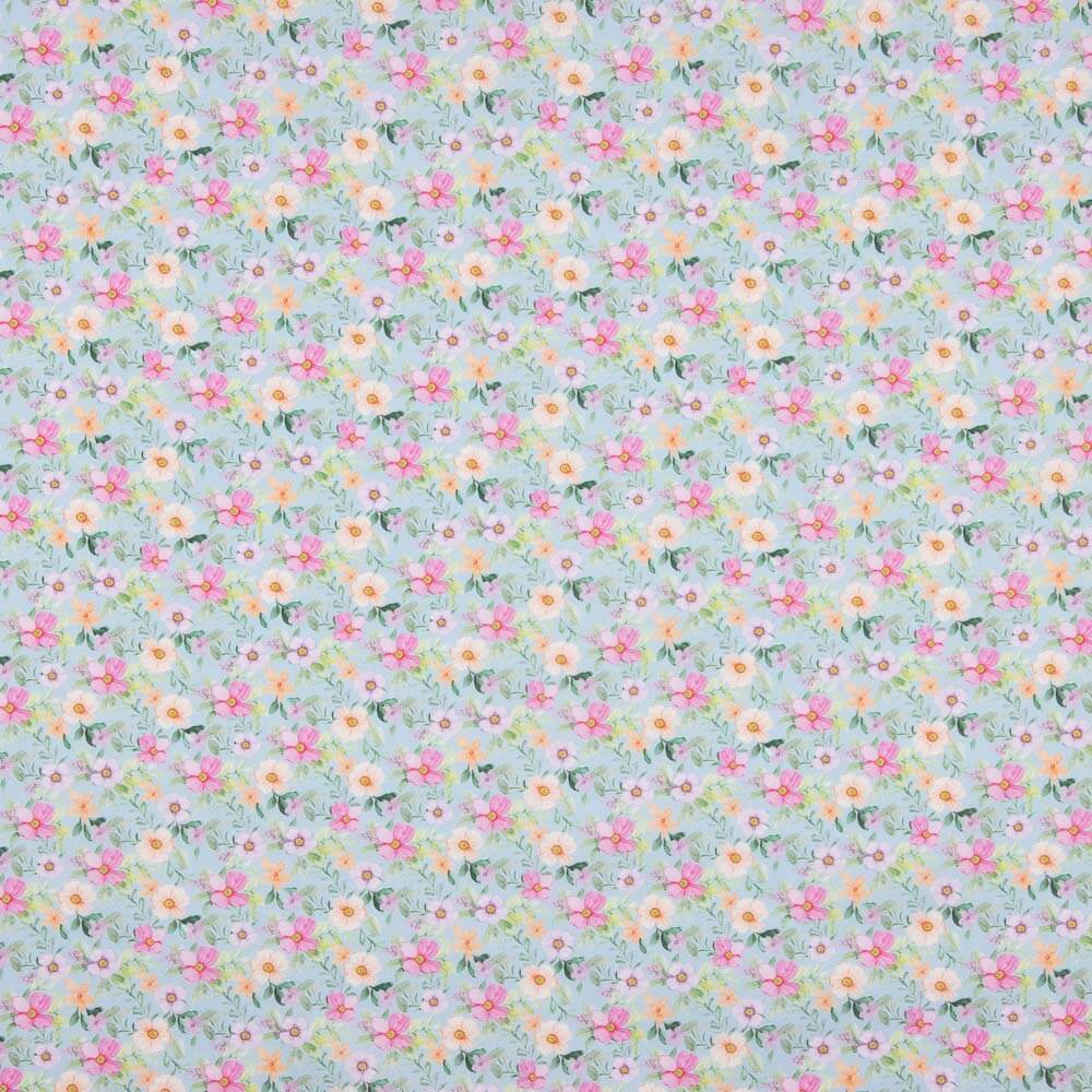 Popeline Imprimé Flamenco Flor Hawa Bleu - Ribes y Casals