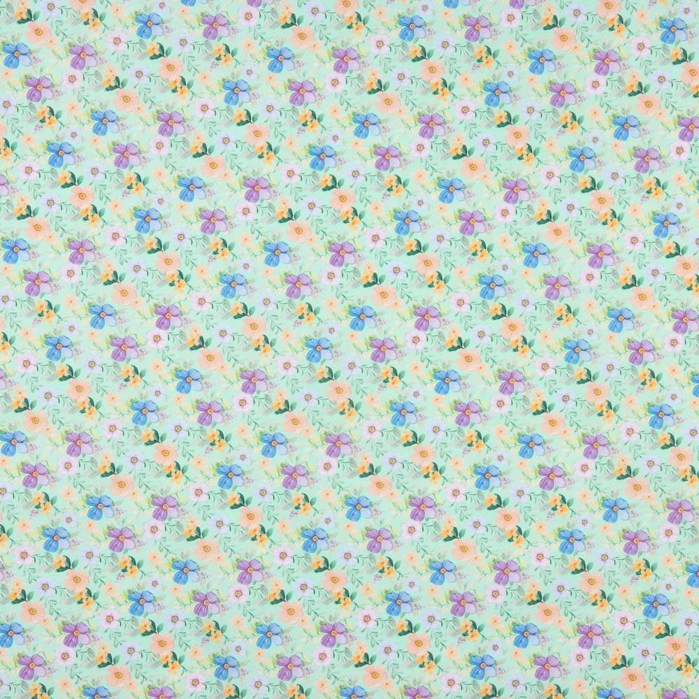 Flamenca Flor Hawa Popeline Imprimée Popeline Vert - Ribes y Casals