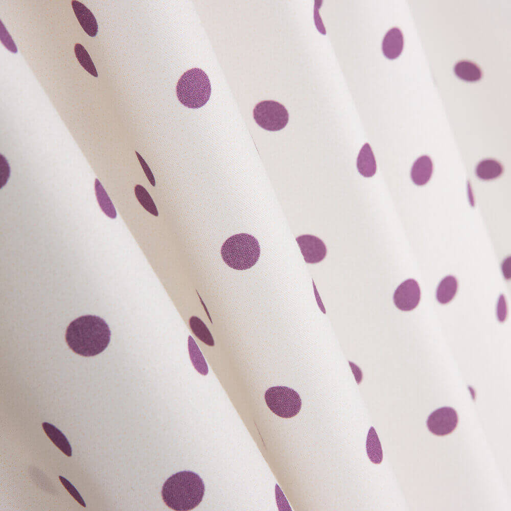 Popelín Estampado Flamenca Lunar 7mm Morado-Crudo - Ribes y Casals