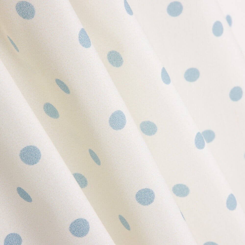 Popelín Estampado Flamenca Lunar 7mm Azul-Crudo - Ribes y Casals