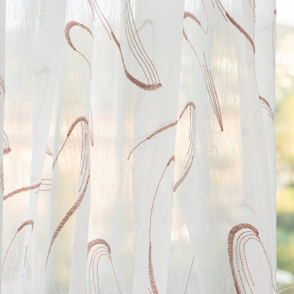 Voilage Plume Broderie Rose - Ribes y Casals