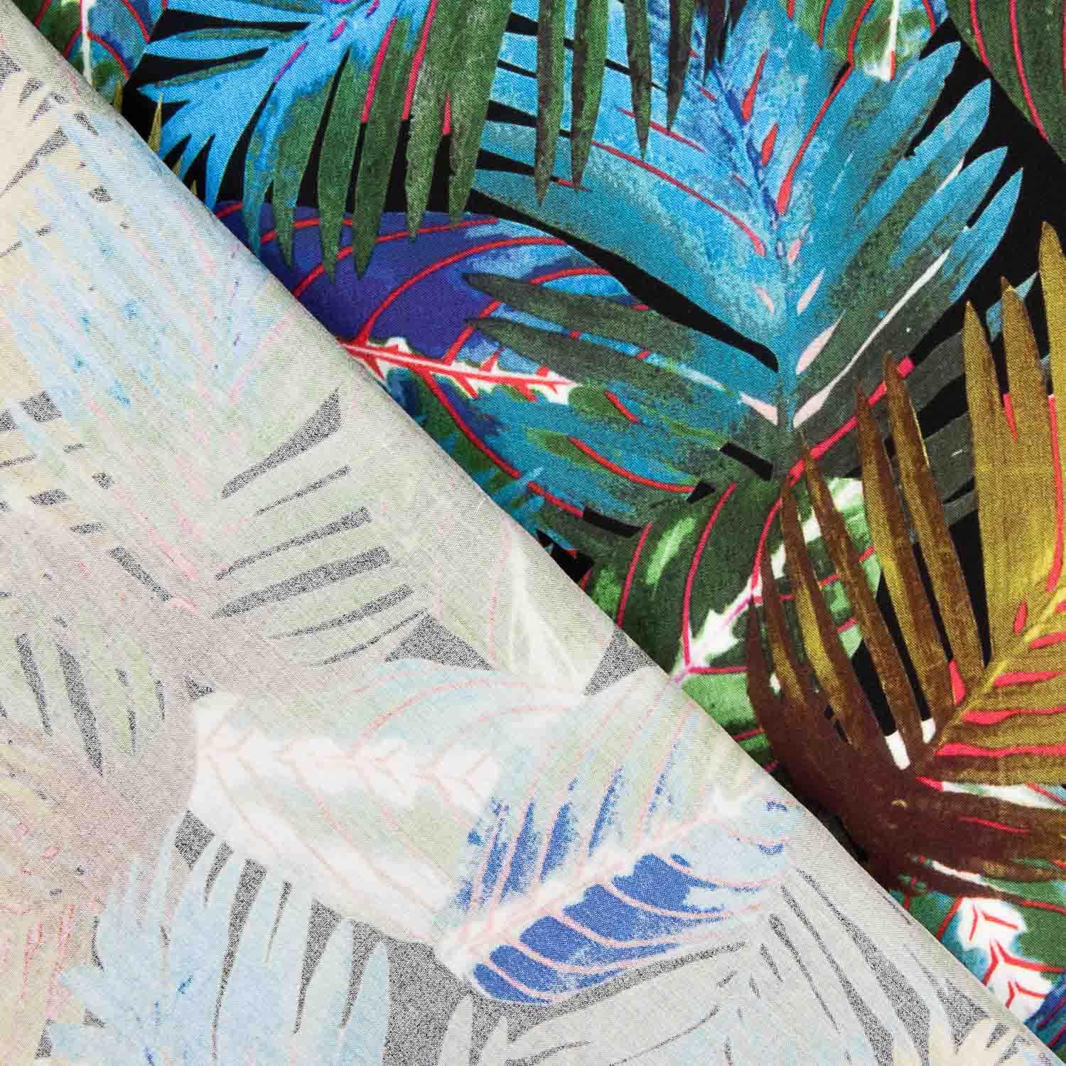 Viscose imprimé palmiers bleus - Ribes y Casals