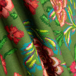 Tissu rustique imprimé de Manille en vert olive - Ribes y Casals