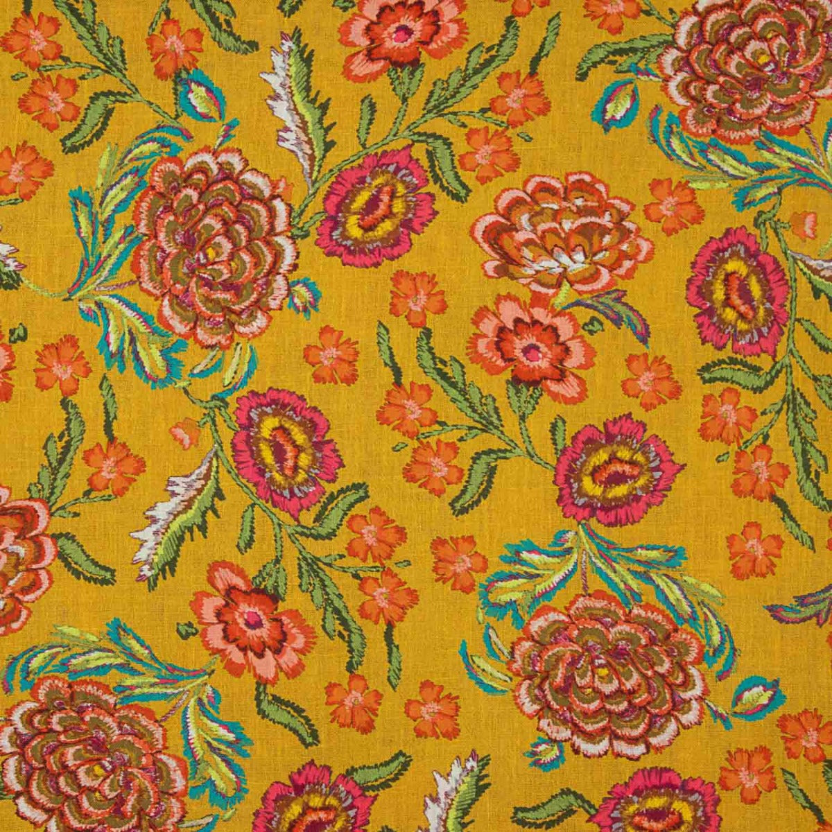 Tissu imprimé rustique Manila, jaune ocre - Ribes y Casals