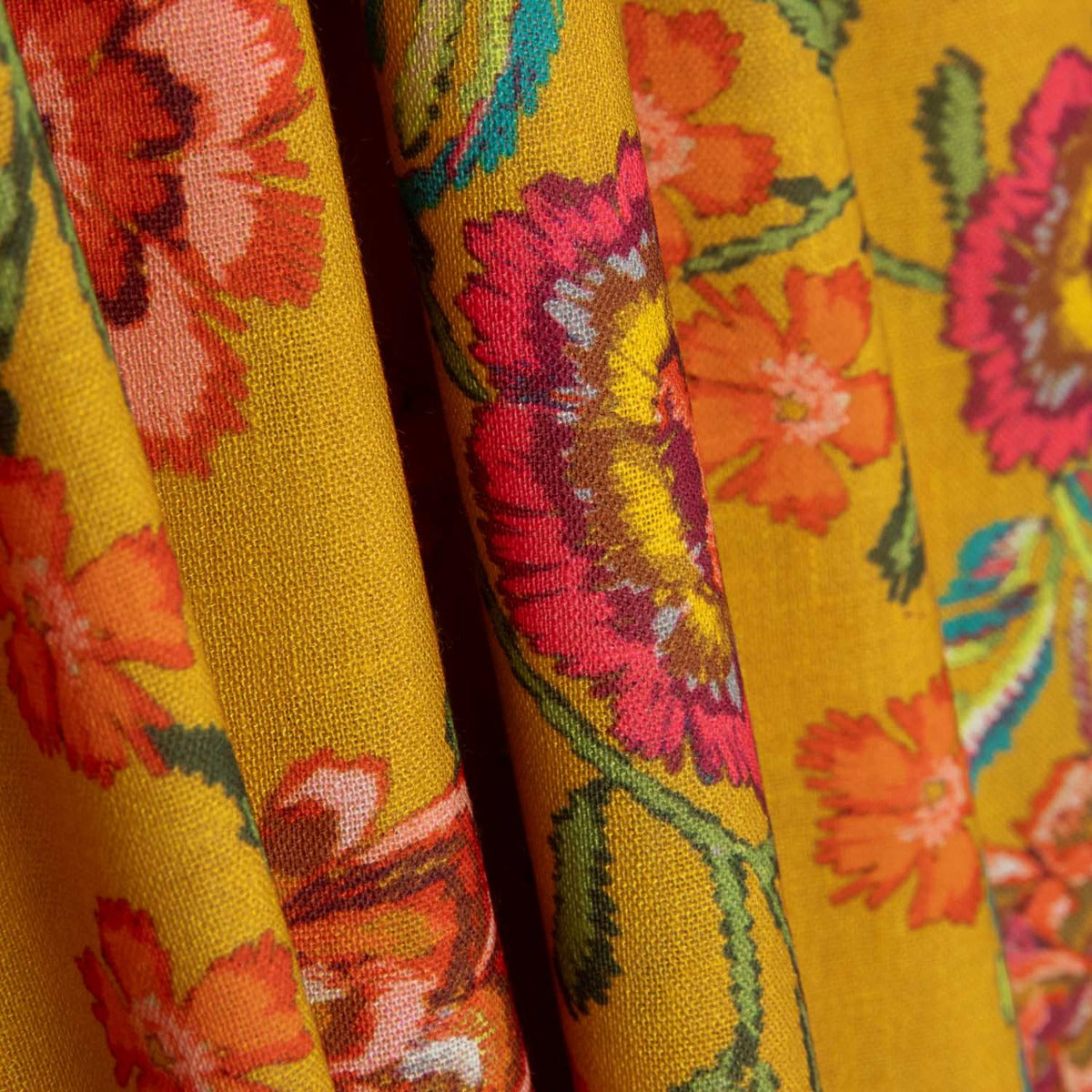 Tissu imprimé rustique Manila, jaune ocre - Ribes y Casals