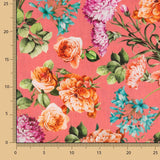 Tissu à imprimé rustique floral en corail - Ribes y Casals