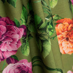 Tissu à imprimé rustique floral en vert olive - Ribes y Casals