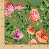 Tissu à imprimé rustique floral en vert olive - Ribes y Casals