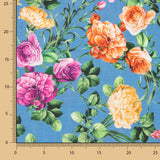 Tissu à imprimé rustique floral en bleu - Ribes y Casals