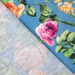 Tissu à imprimé rustique floral en bleu - Ribes y Casals