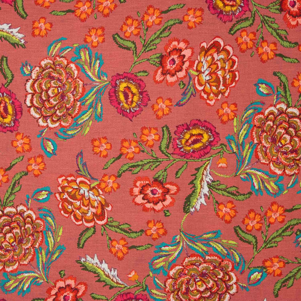 Tissu imprimé rustique de Manille en orange brûlé - Ribes y Casals