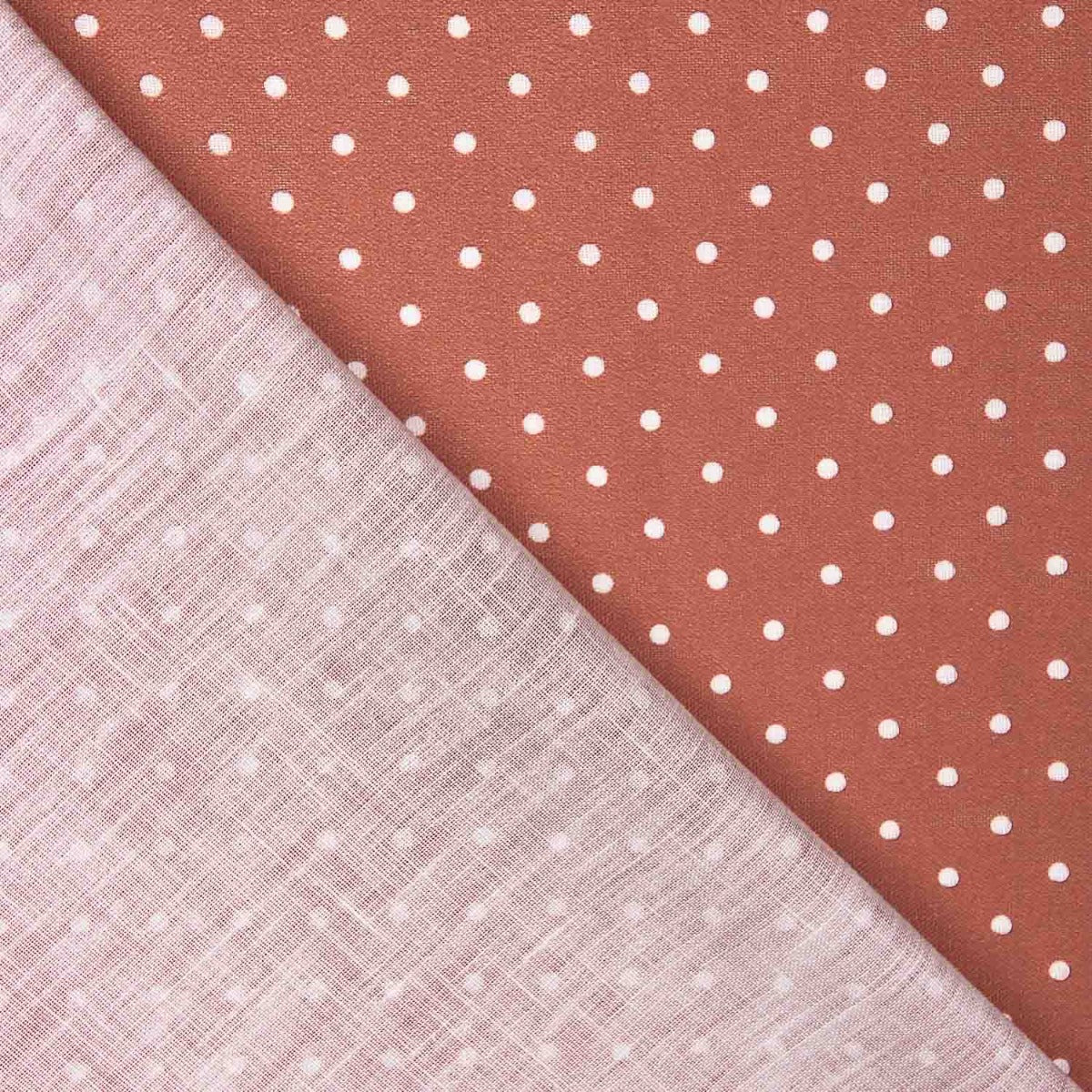 Tissu imprimé rustique à pois 3mm en orange brûlé - Ribes y Casals