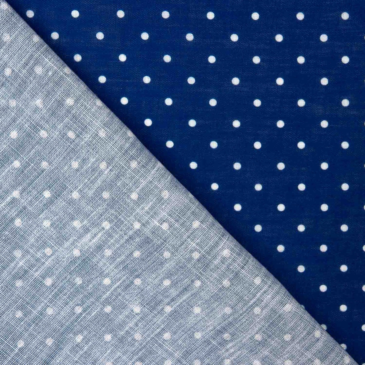 Tissu rustique imprimé à pois 3mm en bleu royal - Ribes y Casals