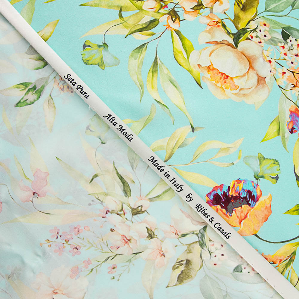 Satin de Soie Naturelle Bleu Crémone - Ribes y Casals