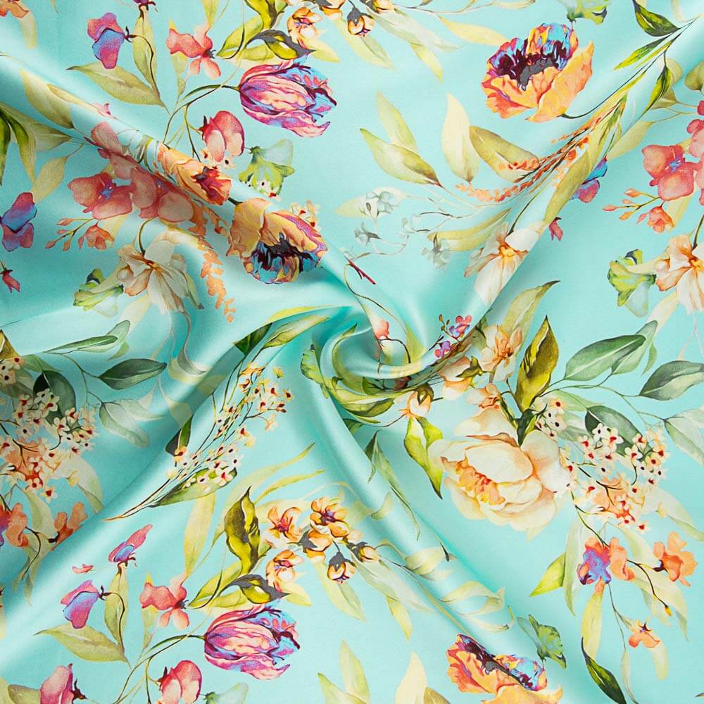 Satin de Soie Naturelle Bleu Crémone - Ribes y Casals