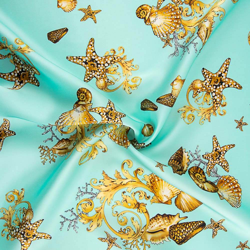Satin de soie naturelle Portofino turquoise - Ribes y Casals