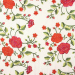 Châle brodé Rose Rouge Tencel Blanc Naturel - Ribes y Casals