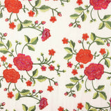 Châle brodé Rose Rouge Tencel Blanc Naturel - Ribes y Casals